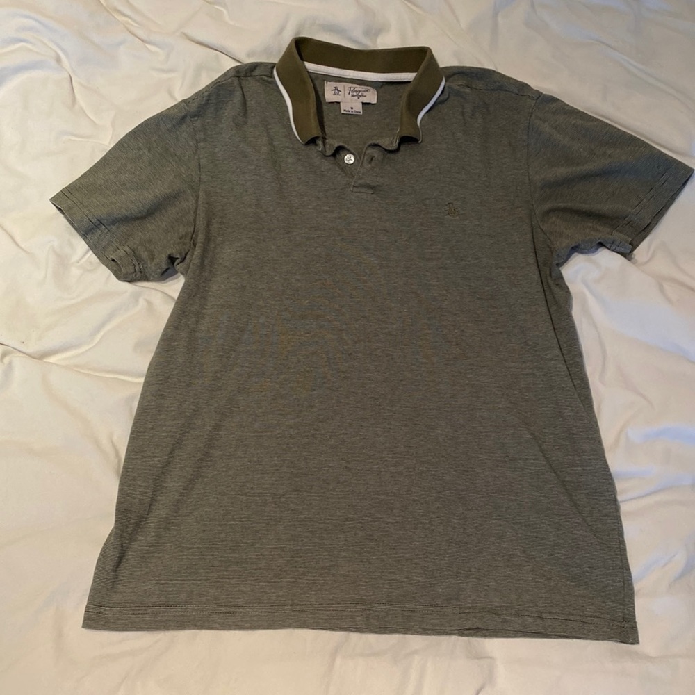 Authentic Original Penguin Brand Polo in Green / White Men’s Sz Medium